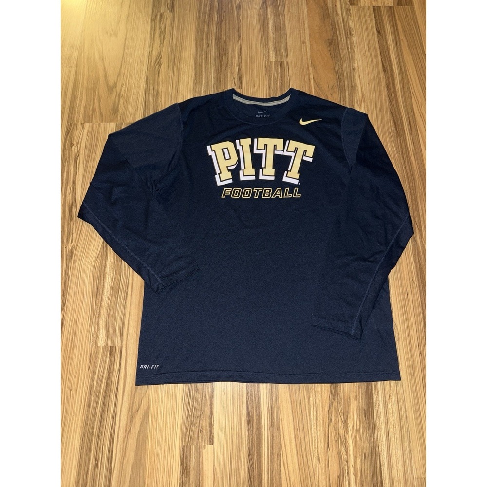 University Of Pittsburgh PITT Panthers Long Sleeve Nike Shirt Men's L Large Blue
